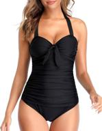 👙 tempt me women tummy control bathing suits: halter one piece swimsuits, ruched slimming 1 piece - discover your perfect fit! logo