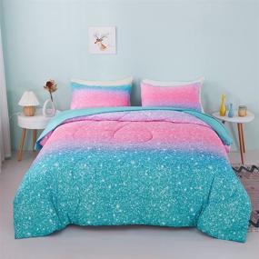img 3 attached to 🎀 YEARNING Pink Glitter Comforter Set - Queen Size, Reversible Soft Bedding Sets for Girls, Teens, Kids, Women - 3 Piece Quilt Set with 2 Pillowcases