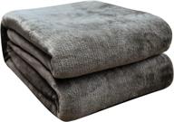 🛋️ dark grey soft fleece throw blanket - microfiber for sofa, couch, travel - breathable thermal warmth and comfort - 50” x 60” size logo