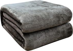 img 4 attached to 🛋️ Dark Grey Soft Fleece Throw Blanket - Microfiber for Sofa, Couch, Travel - Breathable Thermal Warmth and Comfort - 50” x 60” Size