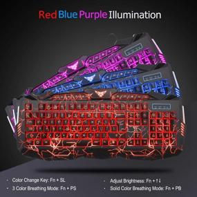 img 3 attached to 🎮 BlueFinger Gaming Keyboard Mouse Headset Combo - USB Wired Backlit Keyboard, 114 Keys LED Glow Keyboard with Crack Design, Red LED Light Headset for Laptop, PC, Computer Work and Gaming
