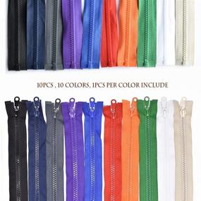 img 1 attached to 🧵 Pack of 10 - 28 Inch Medium Weight Vislon Sport Separating Zipper for Sewing Coats & Jackets - Molded Plastic, Mix Color Options, Premium Quality