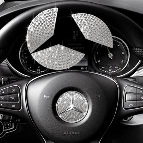 img 4 attached to Bling Crystal Car Steering Wheel Emblem Logo Sticker Compatible With Mercedes Benz Interior Accessories