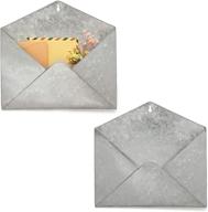 yoleshy wall mount mail organizer set of 2 - galvanized metal envelope file folder holder for mail, letters, and magazines - wall storage and organizers логотип