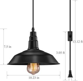 img 3 attached to 💡 FadimiKoo Vintage Industrial Hanging Pendant Lights - Plug in Pendant Light with E26 E27 Socket, On/Off Switch, and 13.12ft Cord - Set of 2