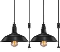 💡 fadimikoo vintage industrial hanging pendant lights - plug in pendant light with e26 e27 socket, on/off switch, and 13.12ft cord - set of 2 логотип