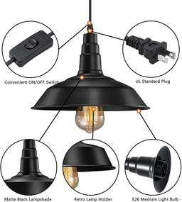 img 2 attached to 💡 FadimiKoo Vintage Industrial Hanging Pendant Lights - Plug in Pendant Light with E26 E27 Socket, On/Off Switch, and 13.12ft Cord - Set of 2