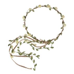 img 2 attached to 🌸 Ivory DDazzling Flower Crown: Elegant Floral Wreath Headband & Photo Prop