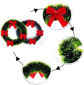 img 1 attached to 🎄 98.5-Inch Classic Green Christmas Foil Tinsel Garland with Red Bows - Festive Xmas Hanging Ornaments for Holiday Wedding, Home, Party, Garden, Office Wall Decor (Green, Pack of 3)