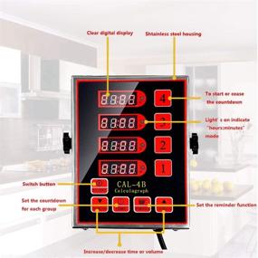 img 1 attached to ⏲️ ZzPro Commercial Kitchen Timers - 4 Channels, Restaurant Timer with Loud Alarm, Adjustable Cooking Reminder, Stainless Steel, Clear LED Display for Multiple Events