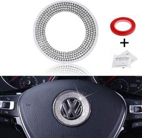 img 4 attached to 🔮 Крышки с логотипом рулевого колеса Blingsome Crystal Stone для аксессуаров VW Volkswagen - Jetta Passat Golf Tiguan Teramont Arteon Atlas Tanoak (Серебро)