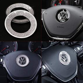 img 3 attached to 🔮 Крышки с логотипом рулевого колеса Blingsome Crystal Stone для аксессуаров VW Volkswagen - Jetta Passat Golf Tiguan Teramont Arteon Atlas Tanoak (Серебро)