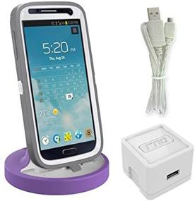 img 4 attached to RND Dock for Samsung Galaxy S4, S4 Active, S6, S6 Edge, S6 Edge Plus, S7, S7 Edge - White/Purple Docking Station with Dock Mode Cable and 2.1A Charger (Compatible with Most Cases, Including Rugged Ones)