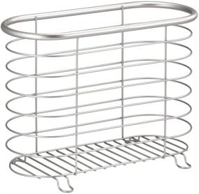 img 1 attached to 💇 Bathroom Vanity Hair Care Organizer: mDesign Metal Wire Holder Basket for Hair Dryer, Flat Irons, Curling Wands, Hair Straighteners - Brushed