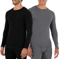 👕 fruit of the loom men's eco-friendly waffle thermal underwear henley top (1 and 2 packs) logo