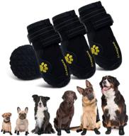 🐾 waterproof dog boots with reflective non slip soles for medium to large dogs - set of 4 booties, color: black logo