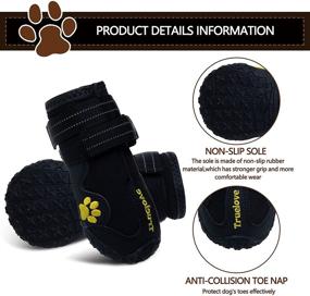 img 2 attached to 🐾 Waterproof Dog Boots with Reflective Non Slip Soles for Medium to Large Dogs - Set of 4 Booties, Color: Black