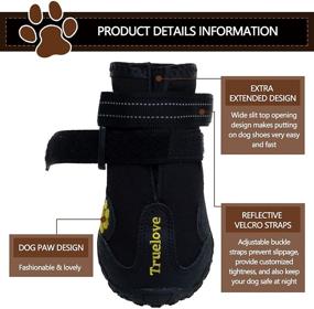 img 1 attached to 🐾 Waterproof Dog Boots with Reflective Non Slip Soles for Medium to Large Dogs - Set of 4 Booties, Color: Black