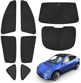 img 4 attached to 🚗 T TGBROS Car Windows Sunshade for Tesla Model Y 2020 2021 - Ultimate UV Blocking & Cooling Solution with Full Set Car Sunshades