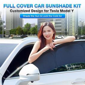 img 3 attached to 🚗 T TGBROS Car Windows Sunshade for Tesla Model Y 2020 2021 - Ultimate UV Blocking & Cooling Solution with Full Set Car Sunshades
