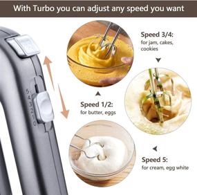 img 2 attached to 🍰 Powerful 300W Hand Mixer Electric with Stand - 5 Speed, Beaters, Dough Hooks - Lightweight Kitchen Handheld Mixer for Cake, Egg, Cookies, Cream