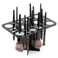 luckyiren makeup brushes drying rack & collapsible 28 slot acrylic brush holder stand - ideal for makeup artists, acrylic nail brushes, paintbrushes, and makeup lovers - sleek black design logo