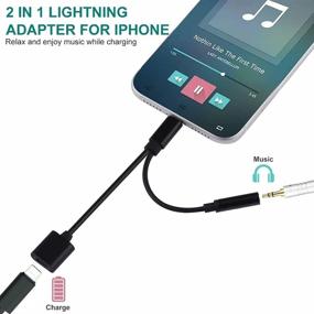 img 1 attached to 🔌 2-in-1 Charger and Audio Splitter for iPhone - Lightning to Headphone Jack Adapter, Compatible with iPhone 12/11/XS/XR/X/8/7, Supports Charging and Music Control - Black