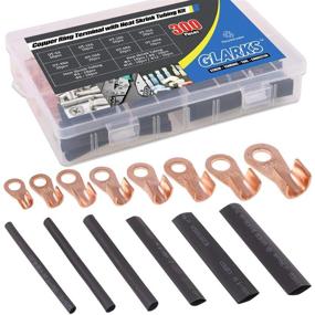 img 4 attached to 🔌 Glarks 300Pcs Open Barrel Wire Crimp Copper Ring Lugs Wire Crimp Terminal Connectors OT 5A 10A 20A 30A 40A 50A 60A 100A with Heat Shrink Tubing Assortment Kit for Auto Car Battery Cable Connector