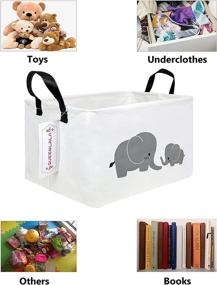 img 1 attached to 🐘 QUEENLALA Rectangular Laundry Hamper: Foldable Nursery Basket for Organizing, Storage & Toy Organization - (Rec-Parent-child elephant)