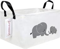 🐘 queenlala rectangular laundry hamper: foldable nursery basket for organizing, storage & toy organization - (rec-parent-child elephant) логотип