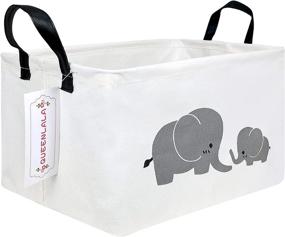 img 4 attached to 🐘 QUEENLALA Rectangular Laundry Hamper: Foldable Nursery Basket for Organizing, Storage & Toy Organization - (Rec-Parent-child elephant)