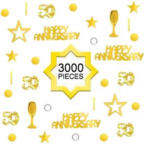 img 1 attached to ✨ Golden 50th Anniversary Confetti - 3000 Pieces | Party Table Decorations | Metallic Foil Star Circles & Number 50 Mix | DIY Art | Anniversary Party Supplies