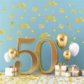 img 3 attached to ✨ Golden 50th Anniversary Confetti - 3000 Pieces | Party Table Decorations | Metallic Foil Star Circles & Number 50 Mix | DIY Art | Anniversary Party Supplies