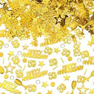 ✨ golden 50th anniversary confetti - 3000 pieces | party table decorations | metallic foil star circles & number 50 mix | diy art | anniversary party supplies logo