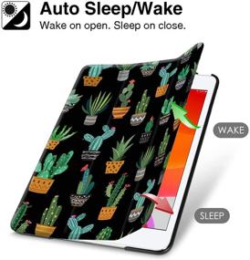 img 1 attached to 🌵 Hepix iPad 10.2 Case 9th/8th/7th Generation | Cactus Succulent Case with Pencil Holder | 2021 2020 2019 Edition | Women Girl | Shockproof Black Cover | Auto Sleep Wake | Compatible with A2430 A2270 A2428 A2197 A2198 A2200