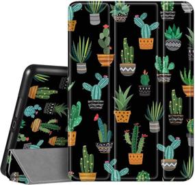 img 4 attached to 🌵 Hepix iPad 10.2 Case 9th/8th/7th Generation | Cactus Succulent Case with Pencil Holder | 2021 2020 2019 Edition | Women Girl | Shockproof Black Cover | Auto Sleep Wake | Compatible with A2430 A2270 A2428 A2197 A2198 A2200