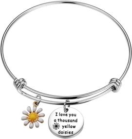 img 4 attached to 🌼 I Love You - Thousand Yellow Daisies Bracelet w/ Daisy Charm: Gift for Her, Love Token