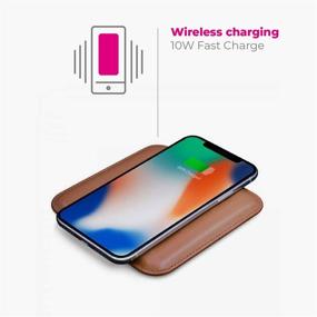 img 3 attached to 🔌 Premium Brown Genuine Leather Fast Qi Wireless Charging Pad 15W - Compatible with iPhone 12/12 Mini/12 Pro/12 Pro Max/11/XR/XS/X, Galaxy S9, Note, AirPods, Galaxy Buds, Pixel Buds Einova LPBR15