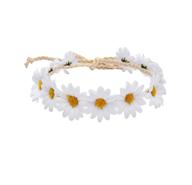 🌻 boho sunflower crown headpiece floral fall hippies daisy hair wreath bridal photo props dy-01 (white) logo