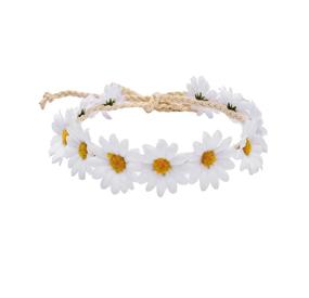 img 2 attached to 🌻 Boho Sunflower Crown Headpiece Floral Fall Hippies Daisy Hair Wreath Bridal Photo Props DY-01 (White)