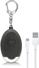 img 4 attached to 🔑 USB Rechargeable Personal Alarm Keychain - 130Db Loud Safety Device with LED Light for Women, Seniors, Teens, and Students (Black)