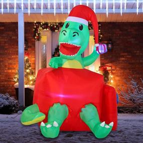 img 4 attached to Inflatable Dinosaur Christmas Inflatables Decorations