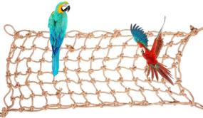 img 4 attached to 🐦 BonaWeite Hemp Rope Large Bird Climbing Net for Enriched Parrot Habitat