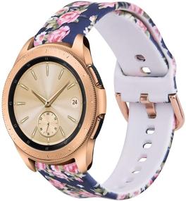 img 4 attached to 🌸 VIGOSS 20mm Floral Silicone Strap for Galaxy Watch 42mm/Active 2 40mm/44mm - Soft Rose Flower Replacement Band for Samsung Galaxy Watch 42mm/Active/Active 2 40mm/44mm
