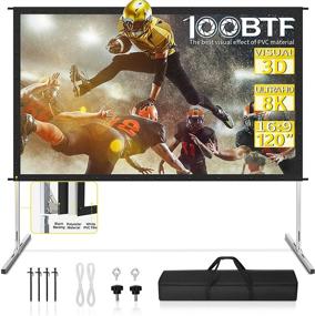 img 4 attached to 🎬 120 inch Outdoor Projector Screen with Stand - Upgraded PVC 3 Layers, Black Backing, 4K HD 16:9 Projection - Portable Front Movie Screen for Home Theater Backyard