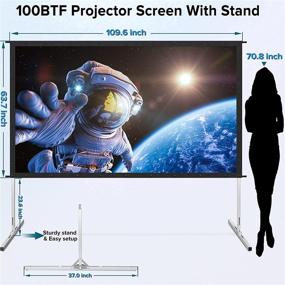 img 2 attached to 🎬 120 inch Outdoor Projector Screen with Stand - Upgraded PVC 3 Layers, Black Backing, 4K HD 16:9 Projection - Portable Front Movie Screen for Home Theater Backyard