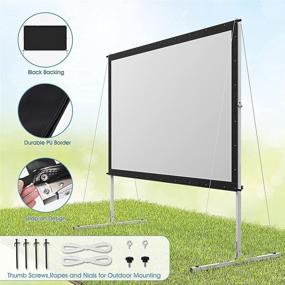 img 1 attached to 🎬 120 inch Outdoor Projector Screen with Stand - Upgraded PVC 3 Layers, Black Backing, 4K HD 16:9 Projection - Portable Front Movie Screen for Home Theater Backyard