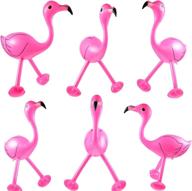 🌺 pack of 6 inflatable pink flamingo party accessories for hawaiian luau decoration логотип