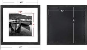 img 3 attached to 🖼️ 12x12 Square Black Solid Wood Picture Frame - Matted to Fit 8x8 or 12x12 Photos Without Mat - Wall Mounting