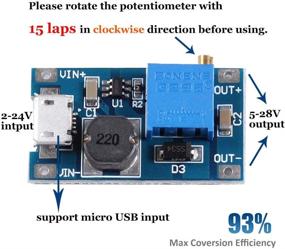 img 2 attached to MT3608 Boost Converter - Micro USB DC 2V-24V to 5V-28V 2A, Voltage Regulator, Power Supply Step Up Module 3.3V 5V 6V 9V 12V to 5V 6V 9V 12V 24V (Pack of 4)